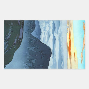 Cool oosters japans Yoshida berglandschap Rechthoekige Sticker