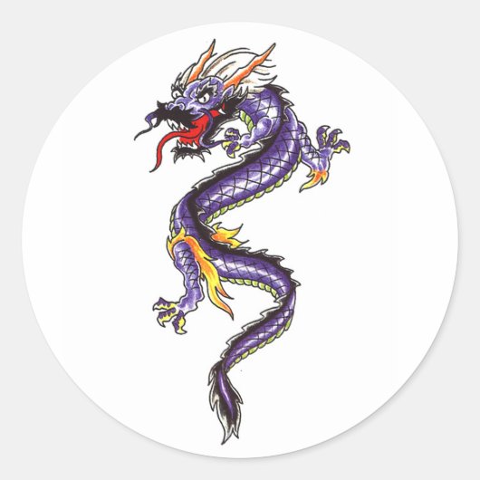 Cool Oosters Paarse Dragon stijl sticker (Voorkant)