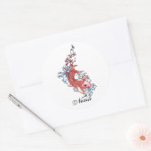 Cool Oosters Rood Koi Karper Visbloemen tattoo Ronde Sticker (Envelop)