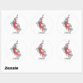 Cool Oosters Rood Koi Karper Visbloemen tattoo Ronde Sticker (Vel)