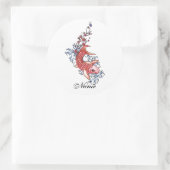 Cool Oosters Rood Koi Karper Visbloemen tattoo Ronde Sticker (Tas)
