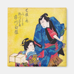 Cool-oosterse japanese geisha en samurai-strijder magneet