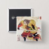 Cool-oosterse japanese traditionele samurai-krijge vierkante button 5,1 cm (Voorkant /achterkant)
