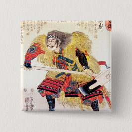 Cool-oosterse japanese traditionele samurai-krijge vierkante button 5,1 cm