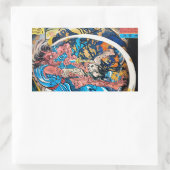 Cool-oosterse japanse Ancient Samurai demon Fight Rechthoekige Sticker (Tas)