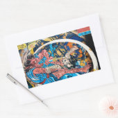 Cool-oosterse japanse Ancient Samurai demon Fight Rechthoekige Sticker (Envelop)