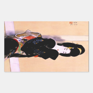 Cool-oosterse traditionele japanese geisha lady ar rechthoekige sticker
