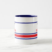 Cool Opa Gepersonaliseerde Rood Blauw Stripe Wit Tweekleurige Koffiemok (Center)