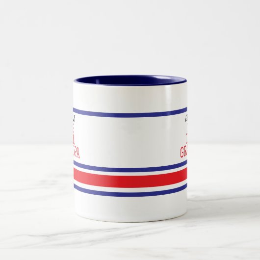 Cool Opa Gepersonaliseerde Rood Blauw Stripe Wit Tweekleurige Koffiemok (Center)