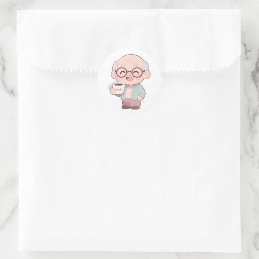 👴 Cool Opa Ronde Sticker (Tas)