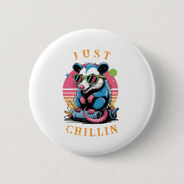 Cool Opossum 80s Retro Flair Ronde Button 5,7 Cm