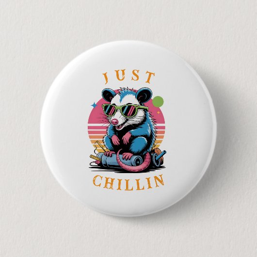 Cool Opossum 80s Retro Flair Ronde Button 5,7 Cm (Voorkant)
