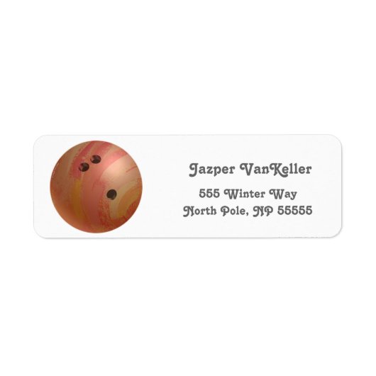 Cool Oranje Bowling Ball Return-adreslabels Etiket (Voorkant)
