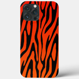 Cool Oranje en Black Zebra Stripes Pattern iPhone 13 Pro Max Hoesje