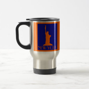 Cool Oranje en Blue NYC Vrijheidsbeeld Reisbeker