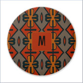 Cool Oranje Gold & Grey Ethnic Pattern Ceramic Kno Keramische Knop