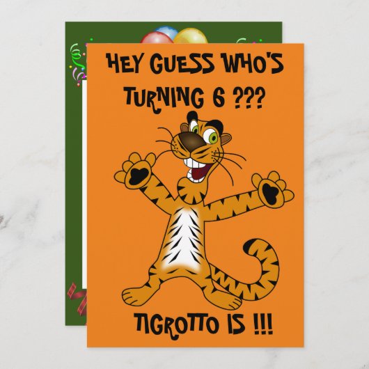 Cool Oranje Green denk dat Tigrotto kinderen van a Kaart (Voorkant / Achterkant)