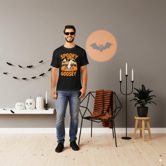 Cool Oranje Halloween Goose Cartoon Design T-shirt
