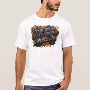 Cool Oranje IJZER IS MIJN VRIEND Tekst Ontwerp T-shirt