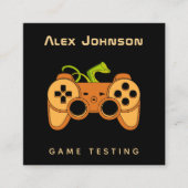 Cool Oranje Joystick Joypad Gamer Game Tester Fun Vierkante Visitekaartje (Voorkant)