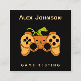 Cool Oranje Joystick Joypad Gamer Game Tester Fun Vierkante Visitekaartje