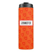 Cool Oranje Red Hearts Pattern Terug naar school n Thermosbeker (Voorkant)