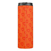 Cool Oranje Red Hearts Pattern Terug naar school n Thermosbeker (Achterkant)