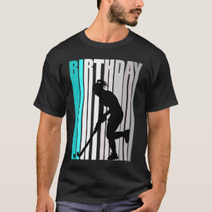 Cool Oranje Retro Girls Hockey Birthday Happy Colo T-shirt