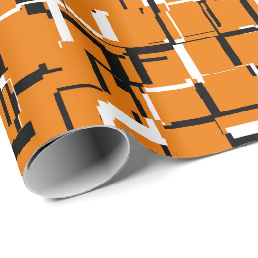 COOL Oranje zwart wit Cadeaupapier (Rol Hoek)