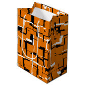 COOL Oranje Zwart Wit Medium Cadeauzakje (Voorkant Gekanteld)