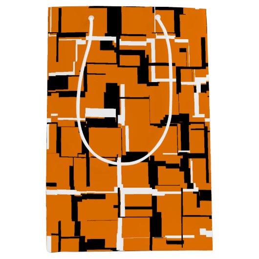 COOL Oranje Zwart Wit Medium Cadeauzakje (Voorkant)