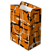 COOL Oranje Zwart Wit Medium Cadeauzakje (Achterkant Gekanteld)