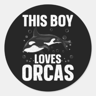 Cool orca ontwerp voor jongens Kinder Mannen Zee o Ronde Sticker