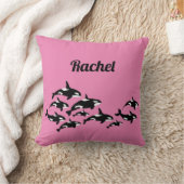 Cool Orca Whale gepersonaliseerd roze Sierkussen (Deken)