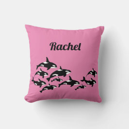 Cool Orca Whale gepersonaliseerd roze Sierkussen