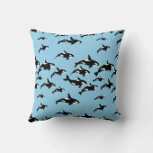 Cool Orca Whales gepersonaliseerd blauw Kussen (Achterkant)