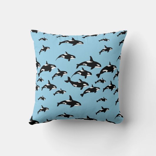 Cool Orca Whales gepersonaliseerd blauw Kussen (Achterkant)