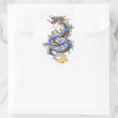 Cool Oriental Blue Dragon-knop Ronde Sticker (Tas)
