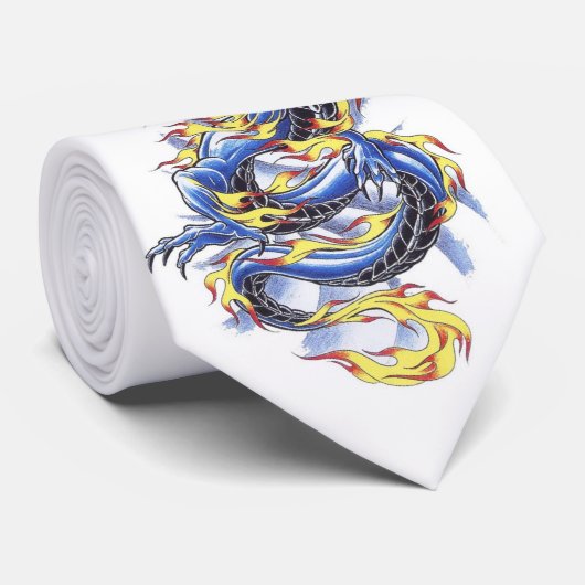 Cool Oriental Blue Dragontie Stropdas (Opgerold)