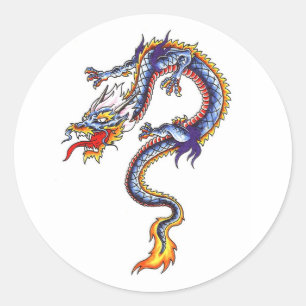 Cool Oriental Blue Water Dragon stijl sticker