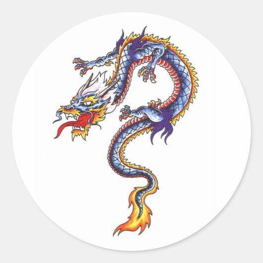 Cool Oriental Blue Water Dragon stijl sticker (Voorkant)