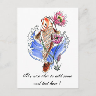 Cool Oriental Classic Koi Carp Fish Lotus tattoo Briefkaart