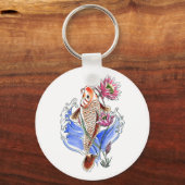 Cool Oriental Classic Koi Carp Fish Lotus tattoo Sleutelhanger (Voorkant)