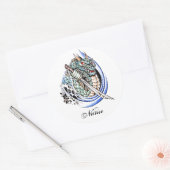 Cool Oriental Dragon met zwaard tattoo Ronde Sticker (Envelop)