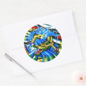 Cool Oriental Dragon tattoo Ronde Sticker (Envelop)