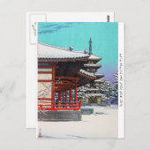 Cool oriental Hasui Kawase japanese winterdorp Briefkaart (Voorkant / Achterkant)