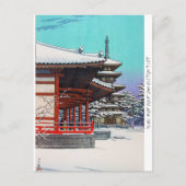 Cool oriental Hasui Kawase japanese winterdorp Briefkaart (Voorkant)