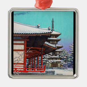 Cool oriental Hasui Kawase japanese winterdorp Metalen Ornament