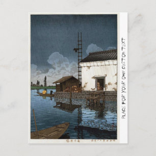 Cool oriental Hasui Kawase regenachtige dagkunst Briefkaart