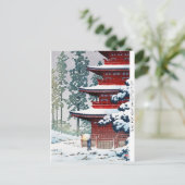 Cool oriental Hasui Kawase Winter-landkunst Briefkaart (Staand voorkant)